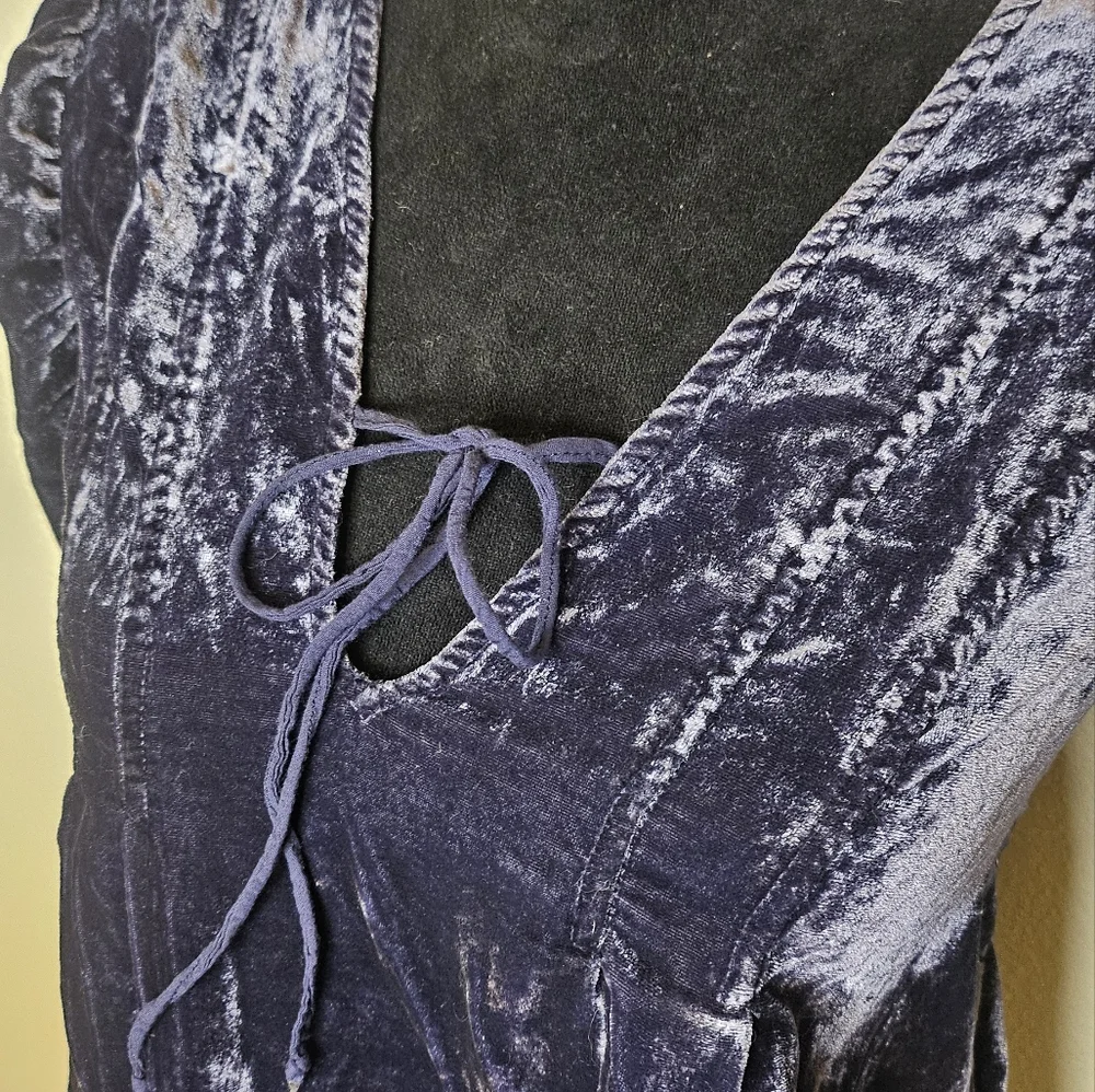Free People Adelle Velvet Tunic Babydoll Dress Blue Size XS - Picture 3 of 10